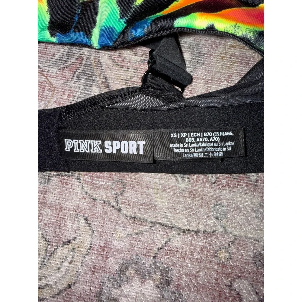 PINK Victoria's Secret Ultimate Lightly Lined Sports Bra Neon Tie Dye XS Workout